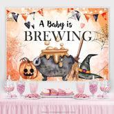 A Baby Ist Brauen Orange Hintergrund Banner Für Babydusche